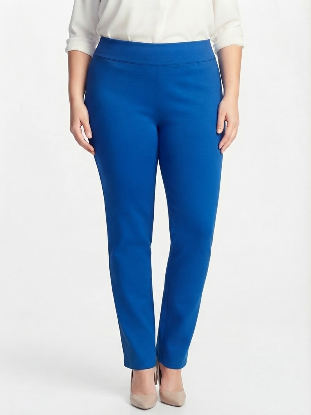 Lane Bryant Blue Ponte Straight Midrise Pants 18